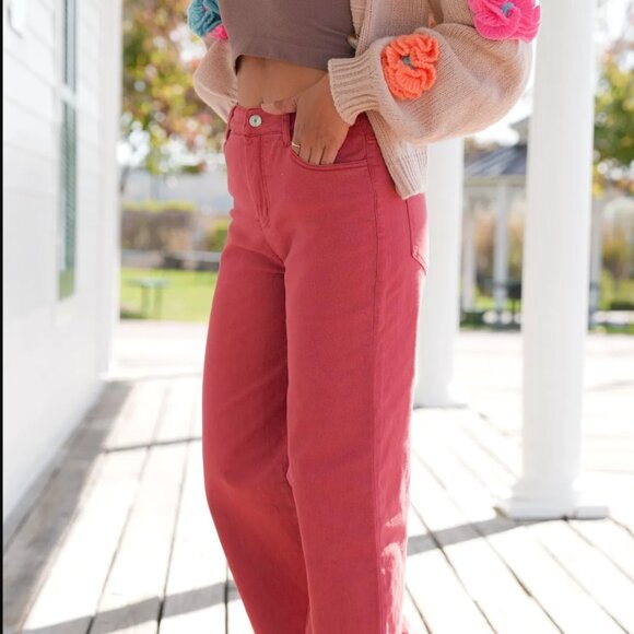 High Waist Wide Leg in Rust - Picture 7 of 9